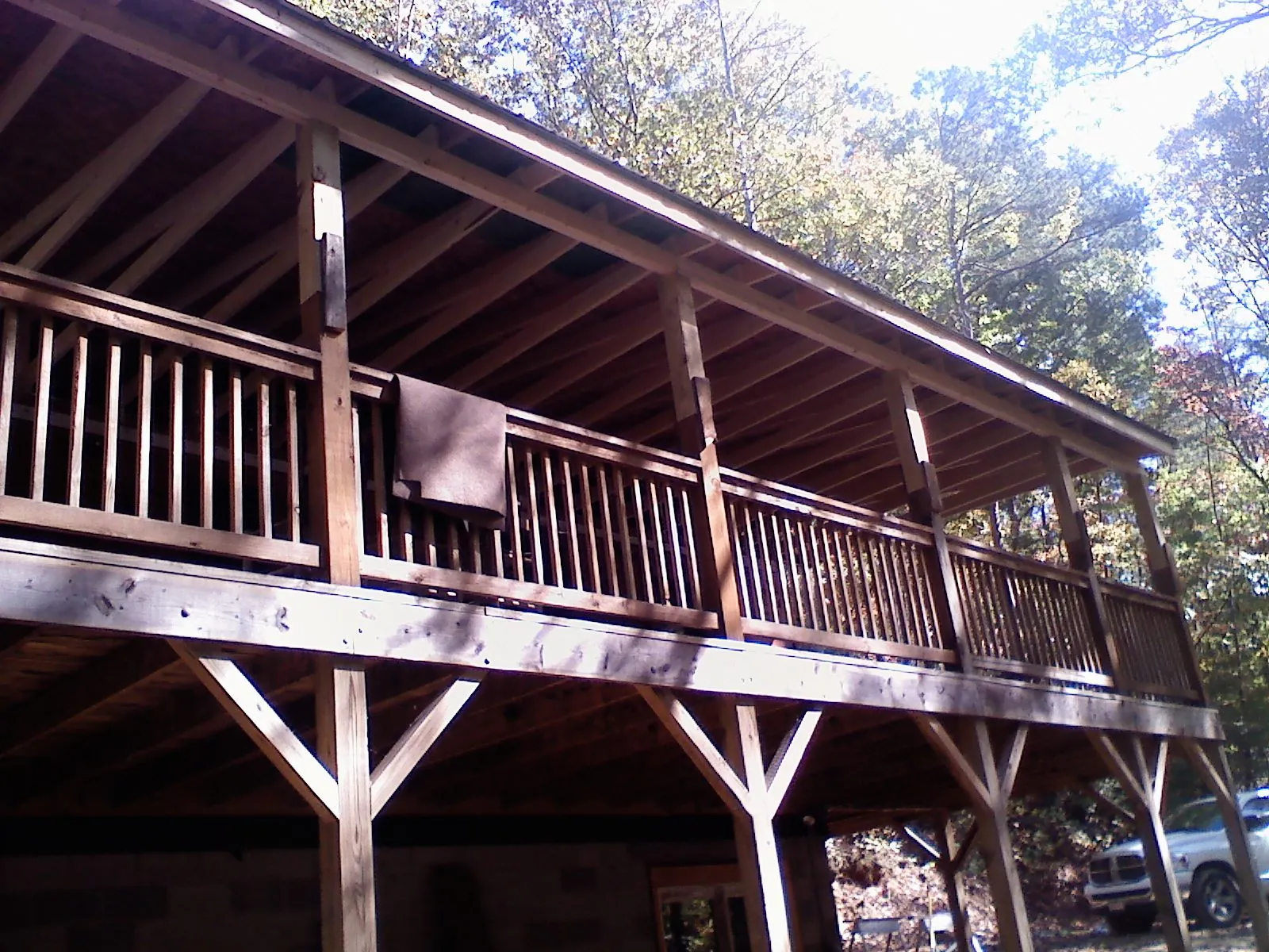 Timber framing under a new elevated porch and deck — Roof Leak Repair in Hurt by Roofing Brothers